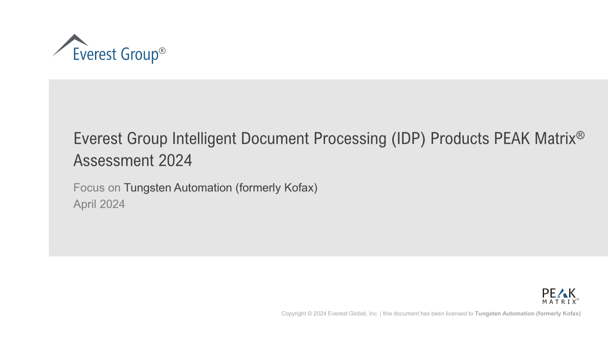 Tungsten Automation Named a Leader in Everest Group’s 2024 Intelligent Document Processing (IDP) PEAK Matrix® Assessment